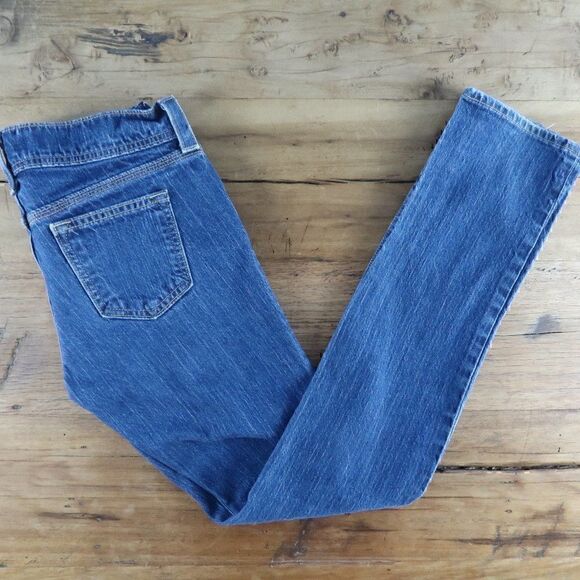 OLD NAVY BLUE DENIM ULTRA LOW WAIST SKINNY STRETCH JEANS SIZE 4 VINTAGE - Picture 1 of 8